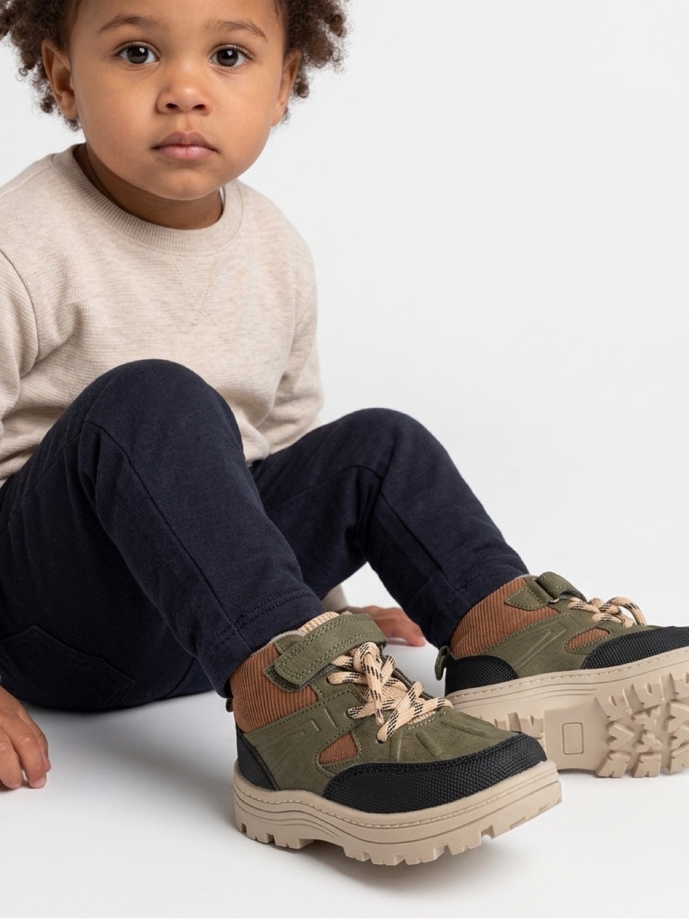 Carter's Green Black Tan Kids Hiking Boots
